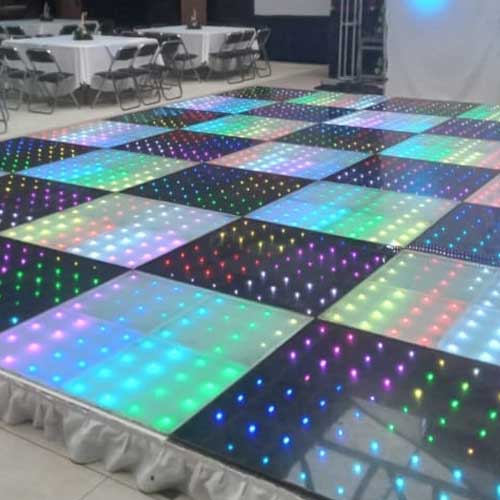 pista de baile cristal negro y blanco pixel led